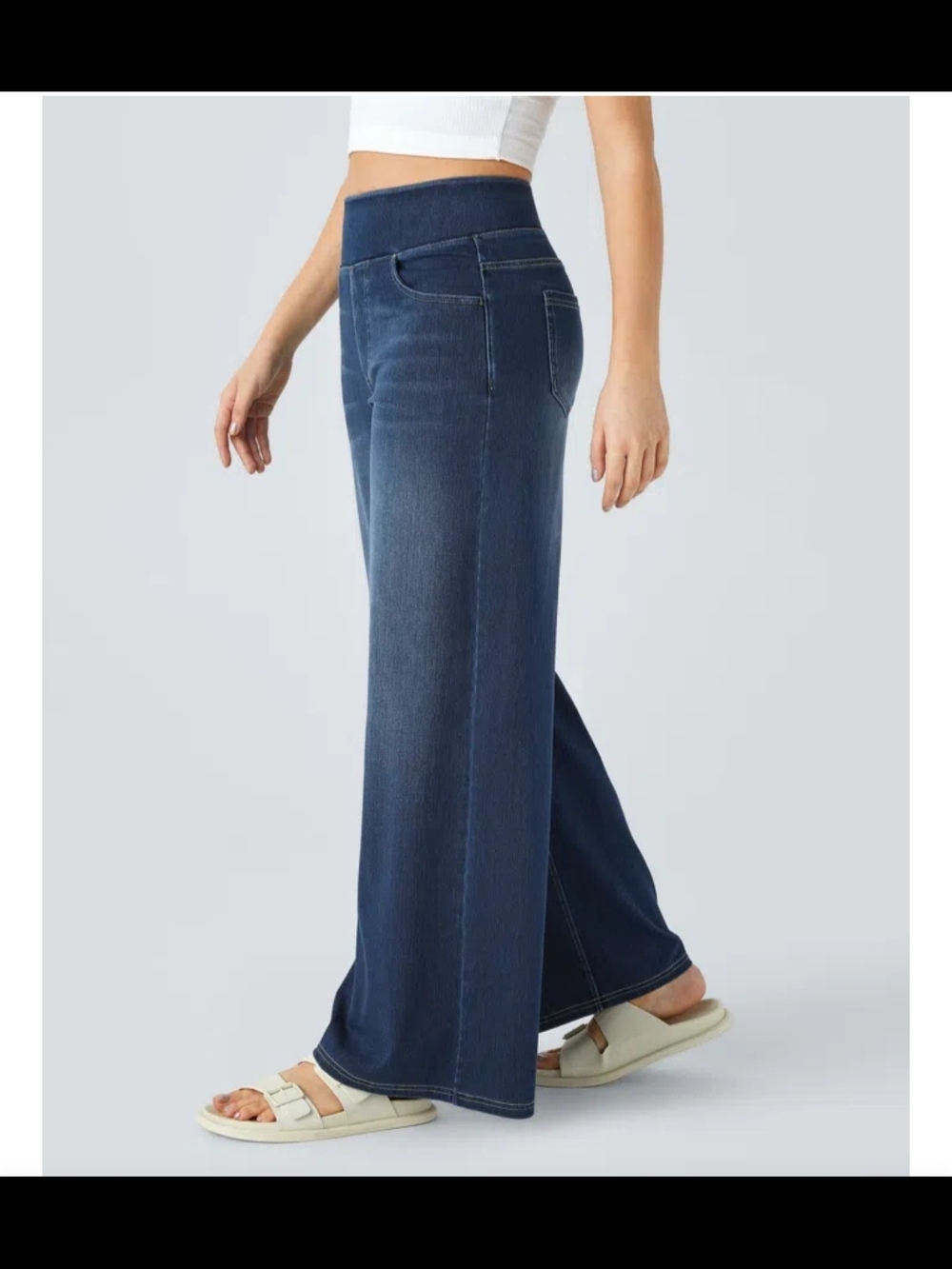 Halara Flex'M High Waisted Pockets Baggy Wide Leg Washed Casual Jeans NWOT - Picture 3 of 7